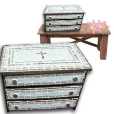 Pink Cross Mosaic Chest with drawers